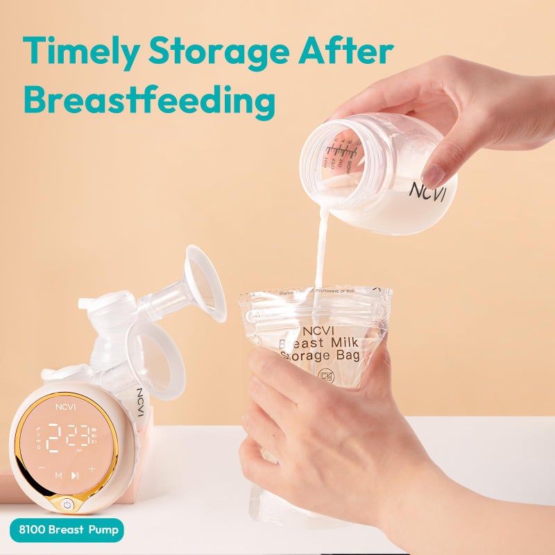 NCVI Breastmilk Storage Bags, 180 Count Milk Storage Bags for Breastfeeding, 7oz Breast Milk Storage Bags with Temp-Sensing, Doubled-Sealed, Hygienically, Self Standing, Easy Pour Spout, BPA Free - Image 3