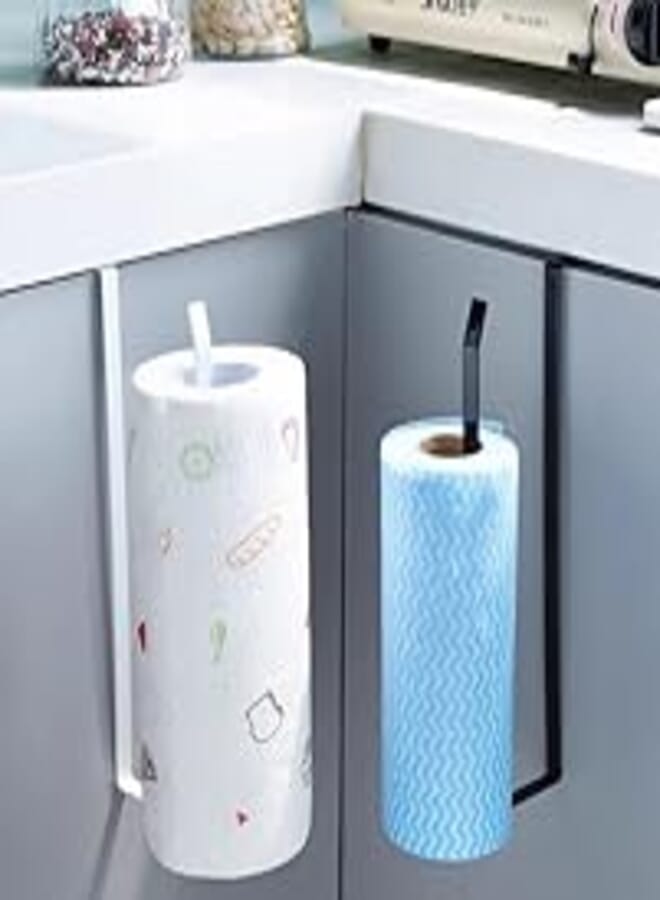 Punch-free Kitchen Paper Towel Rack, Special Cabinet, Hanging Paper Rack, Storage Rack, Oil Absorbing Plastic Roll Set - 1 Piece (White) 