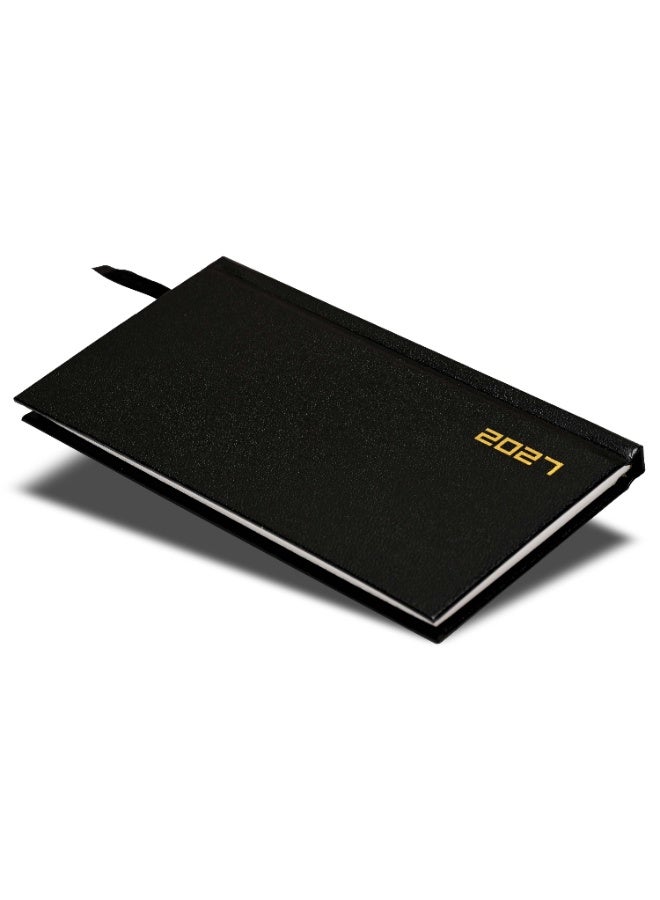 FIS 2027 Slim Diary, Slim Size 170x90mm, Hard Cover Vinyl Materials, 1 Week at a Glance, Landscape Format, 60gsm White Paper, Black Cover - FSDI51E27BK - Image 1