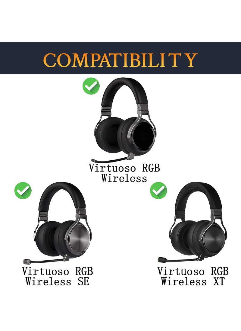 Generic 1pair Mesh Fabric Earpads Replacement for Corsair Virtuoso RGB Wireless XT SE Gaming Headset, Ear Pads Cushions with High-Density Noise Isolation Foam, Added Thickness (Black)  - Image 2