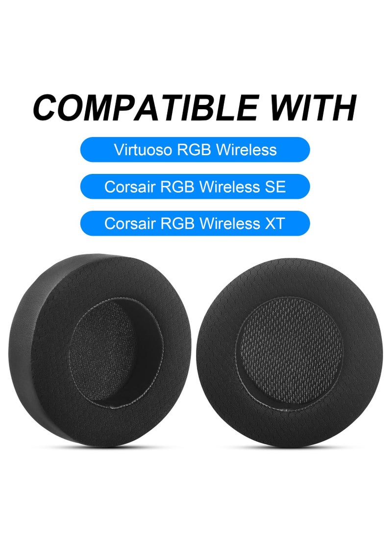 Generic 1pair Mesh Fabric Earpads Replacement for Corsair Virtuoso RGB Wireless XT SE Gaming Headset, Ear Pads Cushions with High-Density Noise Isolation Foam, Added Thickness (Black)  - Image 3