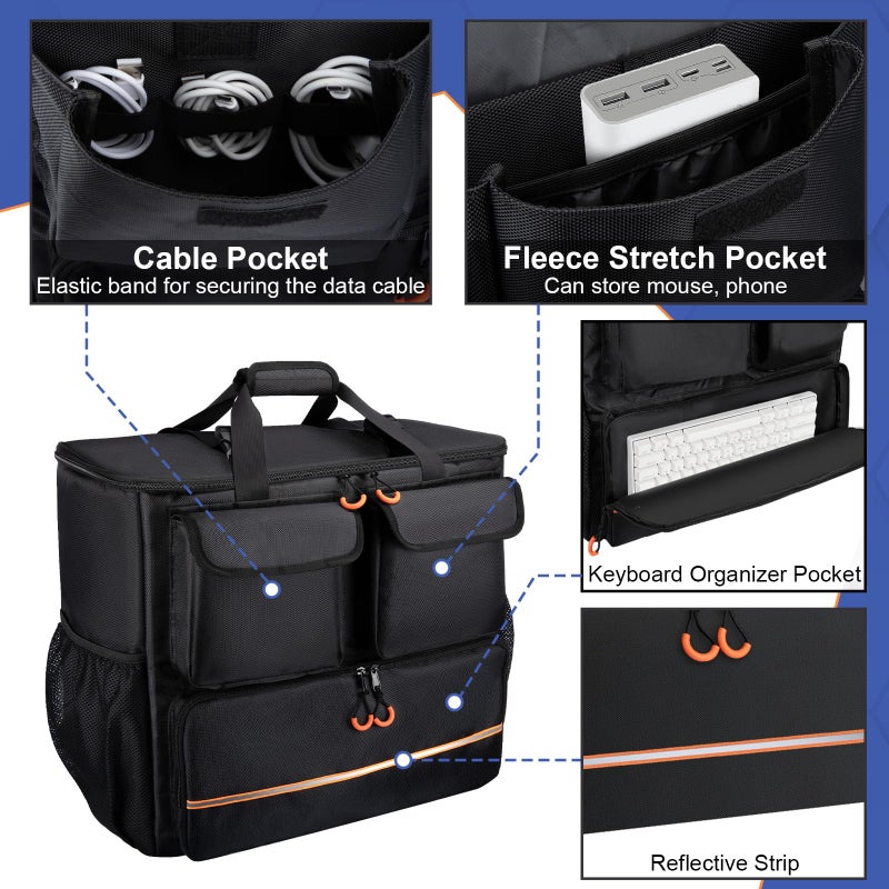 Wigojoy Computer Desktop Mid Tower Large Carrying Case, PC Travel Case for Computer's Box for Moving, Portable Gaming Backpack for Keyboard, Mouse and Accessories,Compatible with ATX/M-ATX mainframe chassis - Image 4