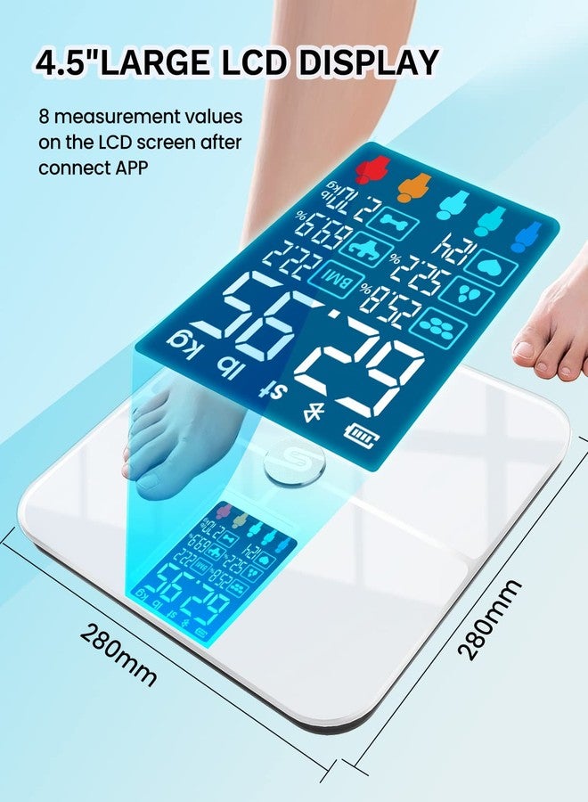 HEYAXA Smart Scale for Body Weight, Digiatl Weight Scale with Large LCD Display, 17 Body Composition Analyzer Sync to APP, Bathroom Body Fat Scale for BMI, BMR, Heart Rate, 400lb,White. - Image 3