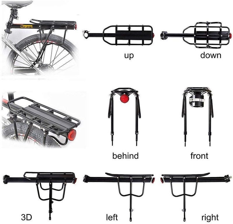 West Biking Adjustable Rear Bike Rack Pannier Rack - 50 KG Load Capacity - Image 2