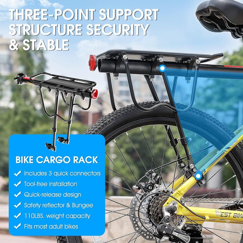 West Biking Adjustable Rear Bike Rack Pannier Rack - 50 KG Load Capacity - Image 4