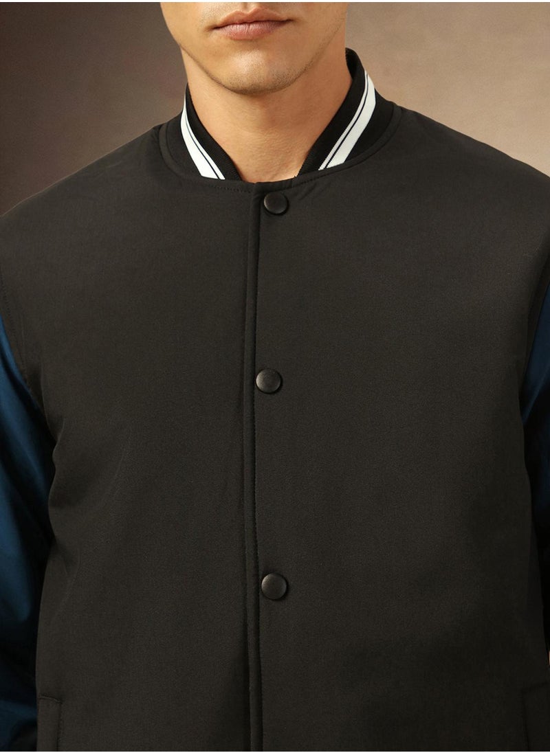 Dennis Lingo Men's Black 100% Polyester Colour Blocked Regular Fit Jacket  - Image 5