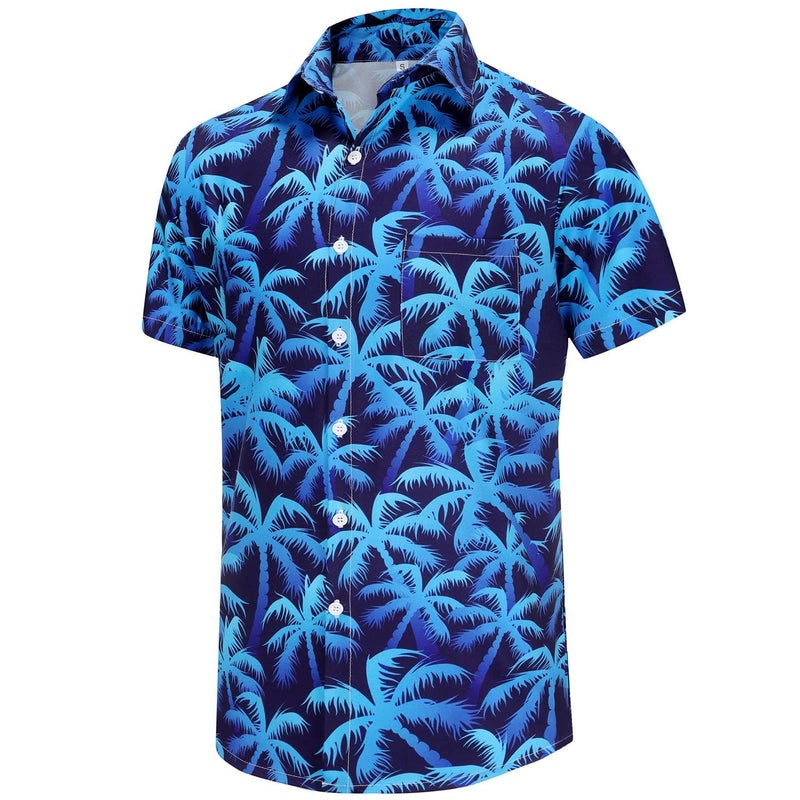 KYKU Mens Hawaiian Shirts Funny Summer Beach Slim Fit Tropical Shirt Blue - Image 2