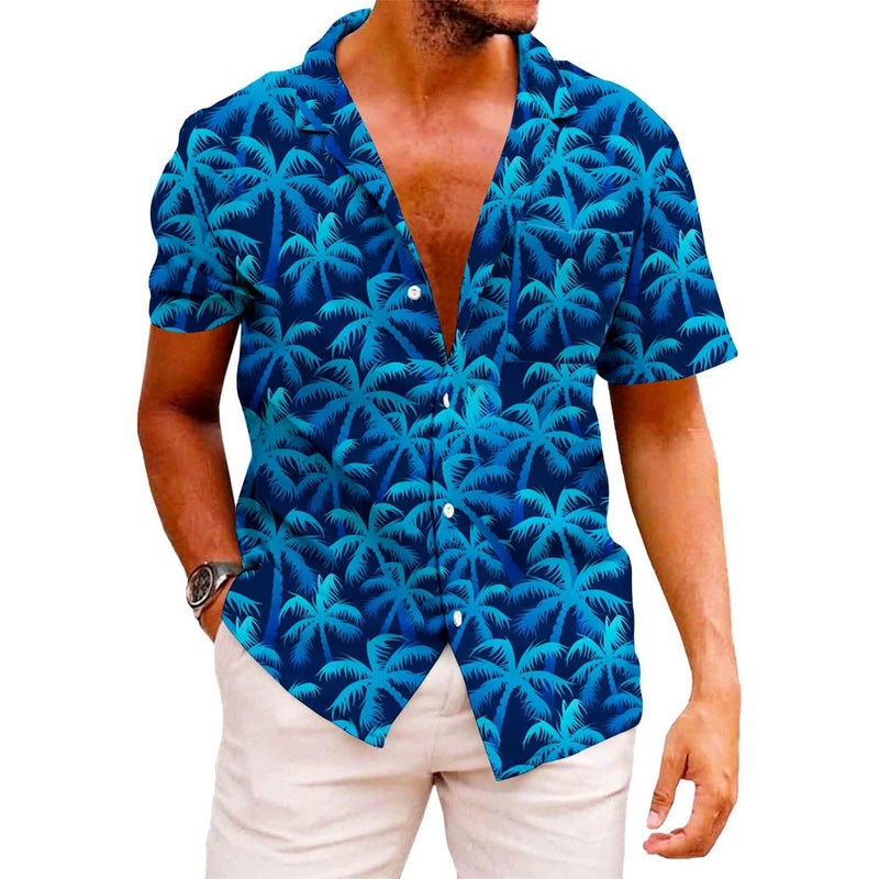 KYKU Mens Hawaiian Shirts Funny Summer Beach Slim Fit Tropical Shirt Blue - Image 1