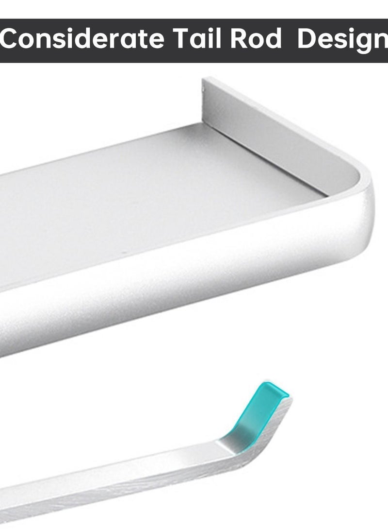 Y&D Toilet Storage Rack Tissue Holder Self Adhesive Bathroom Mobile phone Roll Paper Shelf Perforation-free Aluminum Sliver - Image 2