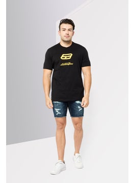 LAMBORGHINI Men Crew Neck Short Sleeves Brand Logo T-shirt, Black  - Image 2