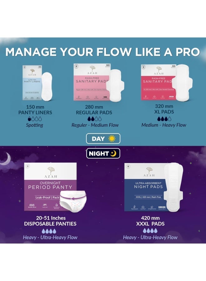 Azah Period Panty for Girls [L-XL, Pack of 5] | Leak Proof & Rash Free | Disposable Period Panty for Women Heavy Flow | 12 Hrs Protection | Super Absorbent 360° Coverage | All Night Protection - Image 3