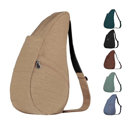AmeriBag 19" Nylon Ergonomic Crossbody Sling Healthy Back Bag for Everyday Use, Travel & Walking Comfort (Taupe) - Image 1