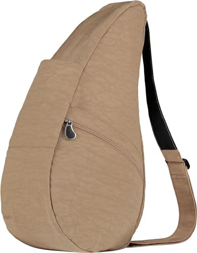 AmeriBag 19" Nylon Ergonomic Crossbody Sling Healthy Back Bag for Everyday Use, Travel & Walking Comfort (Taupe) - Image 3