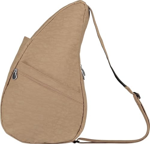 AmeriBag 19" Nylon Ergonomic Crossbody Sling Healthy Back Bag for Everyday Use, Travel & Walking Comfort (Taupe) - Image 4
