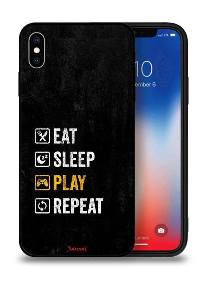 Tolwak Apple iPhone XS Protective Case Eat Sleep Play Repeat - Image 1