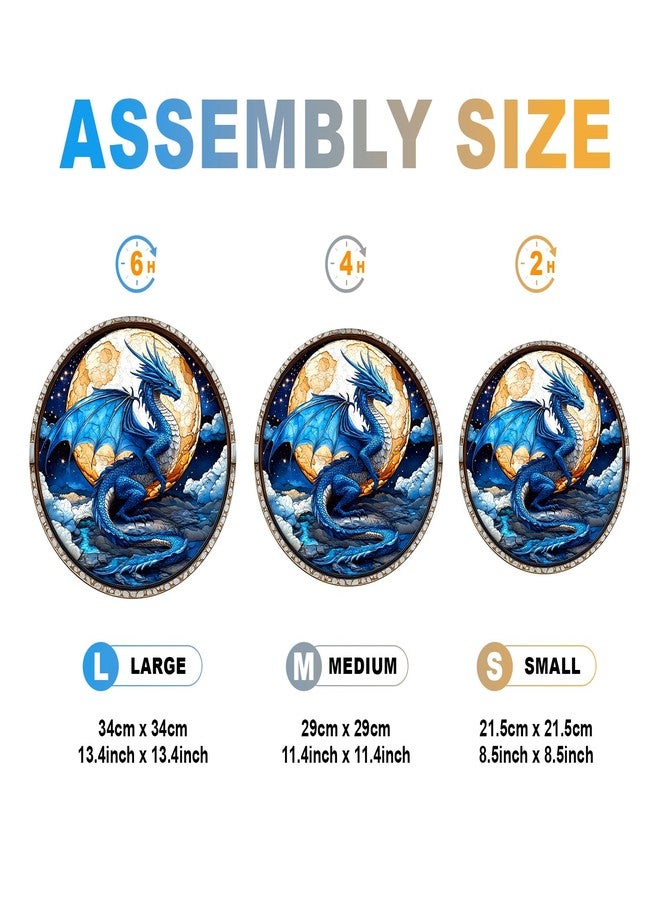 DOCRAGI Wooden Puzzles for Adults - Moonlit Blue Dragon Wooden Jigsaw Puzzle - Unique Shape 3D Vision Wood Puzzles Adult - Christmas Birthday Gifts for Adults/Friends/Family - 300pcs 13.4 * 13.4in - Image 4