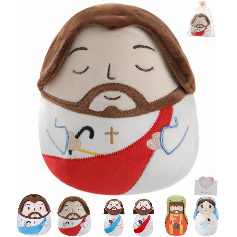 LeYoHa Jesus Plush Christian Religious Gift Jesus Stuffed Animal Divine Inspiration Beautiful Cross Embroidery Red 8 Inch - Image 3