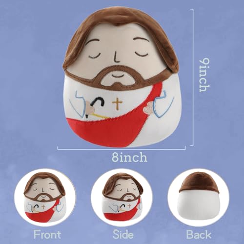 LeYoHa Jesus Plush Christian Religious Gift Jesus Stuffed Animal Divine Inspiration Beautiful Cross Embroidery Red 8 Inch - Image 5