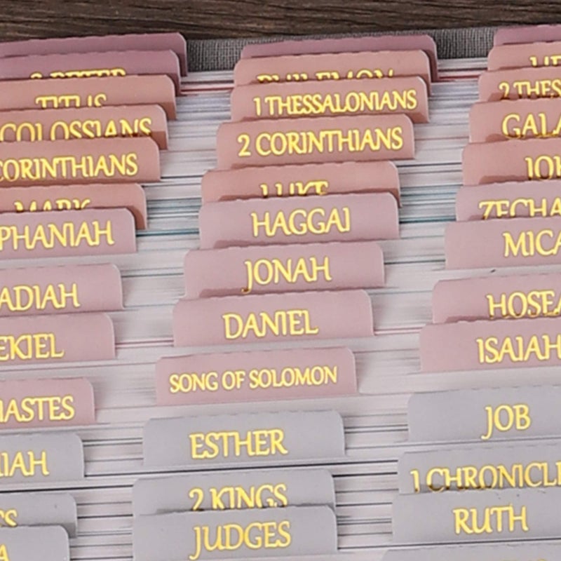 Thinkor Reposition Gold Foil Laminated Bible Tabs, Large Print Stickers, Easy to Read and Apply Bible Tabs for Women and Man (Pearl Gold Foil) - Image 4