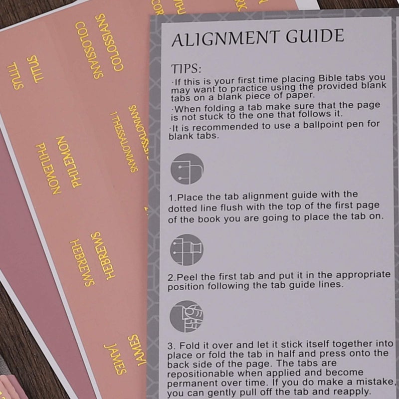 Thinkor Reposition Gold Foil Laminated Bible Tabs, Large Print Stickers, Easy to Read and Apply Bible Tabs for Women and Man (Pearl Gold Foil) - Image 3
