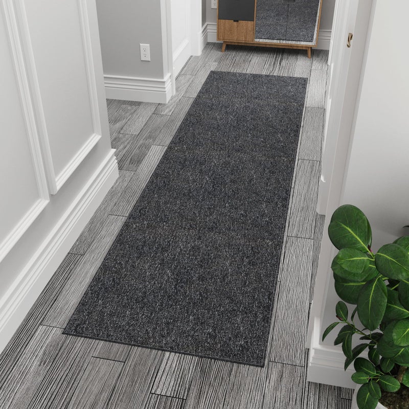 Ottomanson 20 x 59 UltraThin Hallway Runner Rug  Durable NonSlip Carpet for HighTraffic Areas  Fits Under Doors for Seamless Entry  Ideal for Kitchen Entryway Bedroom  Living Room Black