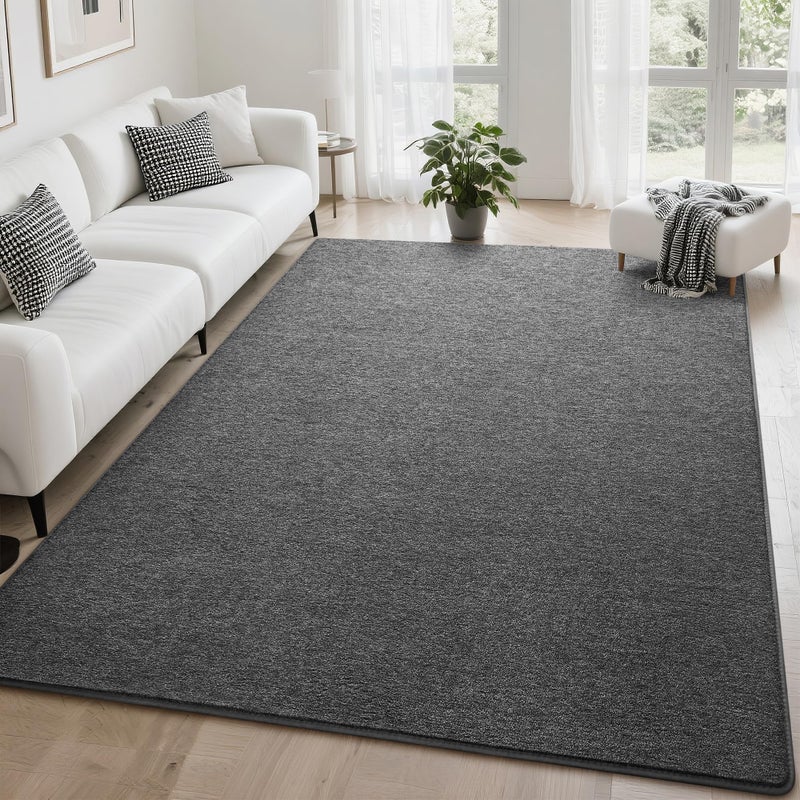 Tepook Soft Area Rug for Living Room Bedroom, 5x7 Dark Grey Rug Memory Foam Carpets, Washable Modern Indoor Non-Slip Minimalist Shag Rugs for Boys Girls Room Dorm Home Decor - Image 1