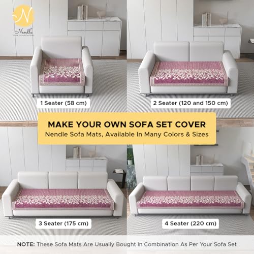 Nendle Superior Velvet Floral Sofa Mat 7 Seater Set Cover Durable Protector for Living Room Sofa Set 4+3, Suitable for L Shape, Sectional and U Shape Sofa (Pink, Pack of 2) - Image 5