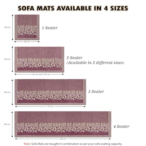 Nendle Superior Velvet Floral Sofa Mat 7 Seater Set Cover Durable Protector for Living Room Sofa Set 4+3, Suitable for L Shape, Sectional and U Shape Sofa (Pink, Pack of 2) - Image 4