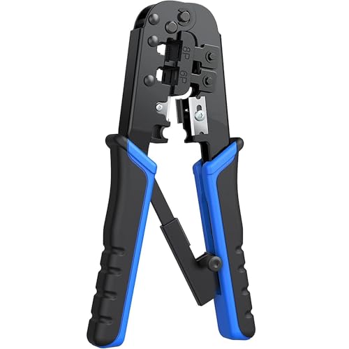 FEDUS Ethernet Crimp Tool,Cat5 Cat5e Cat6 Crimping tool for UTP 8P/RJ45 and 6P/RJ12 4P/RJ11 connectors Crimp, Cut, Strip Tool,Professional Network Crimper Cutter Stripper, Network Wire Stripper Black - Image 1