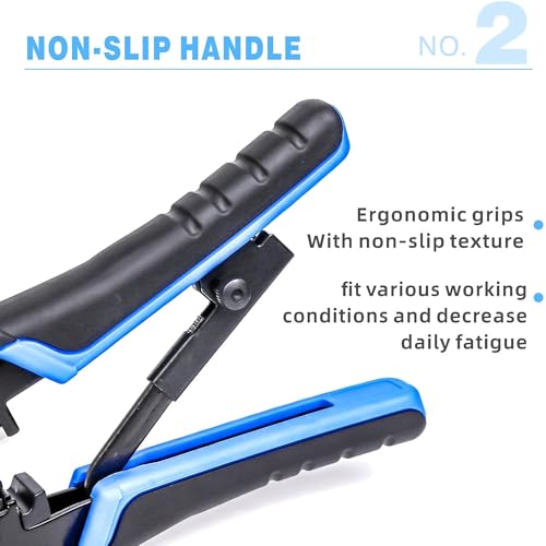 FEDUS Ethernet Crimp Tool,Cat5 Cat5e Cat6 Crimping tool for UTP 8P/RJ45 and 6P/RJ12 4P/RJ11 connectors Crimp, Cut, Strip Tool,Professional Network Crimper Cutter Stripper, Network Wire Stripper Black - Image 4