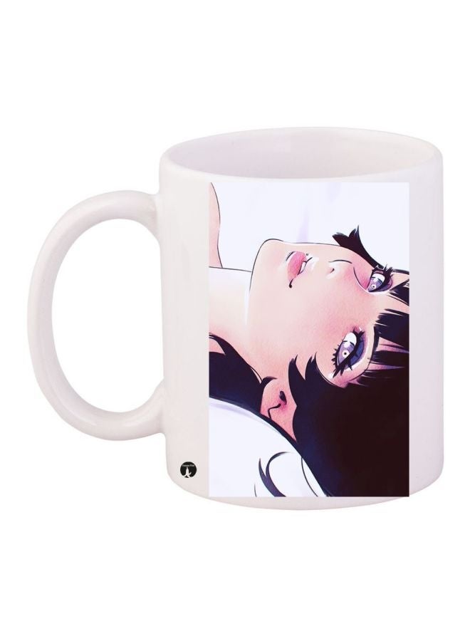 Hinata Hyuga Printed Coffee Mug White/Black/Beige 11ounce