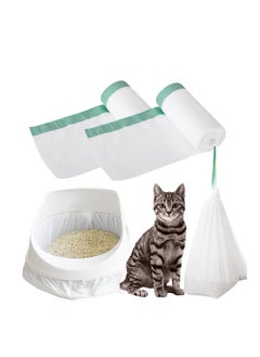 ECVV 2 Roll Cat Litter Box Liners Disposable Bags with Drawstring for Cat Kitty Pet Waste Litter Box Bag, Extra-Thick Scratch Resistant (L)