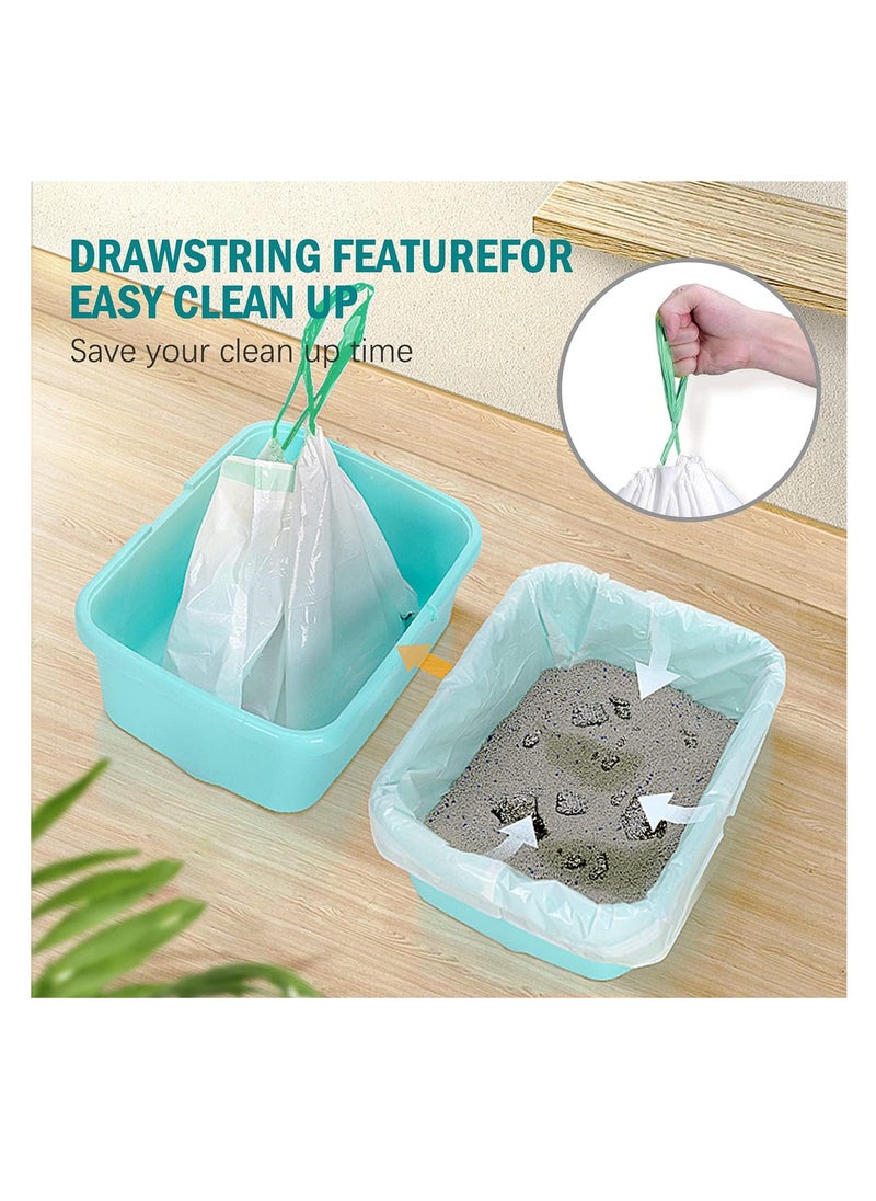 ECVV - ECVV 2 Roll Cat Litter Box Liners Disposable Bags with Drawstring for Cat Kitty Pet Waste Litter Box Bag, Extra-Thick Scratch Resistant (L) - Image 1