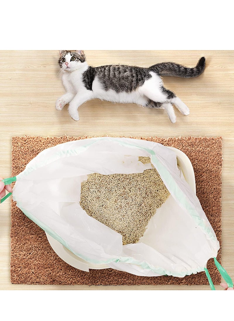 ECVV - ECVV 2 Roll Cat Litter Box Liners Disposable Bags with Drawstring for Cat Kitty Pet Waste Litter Box Bag, Extra-Thick Scratch Resistant (L) - Image 1