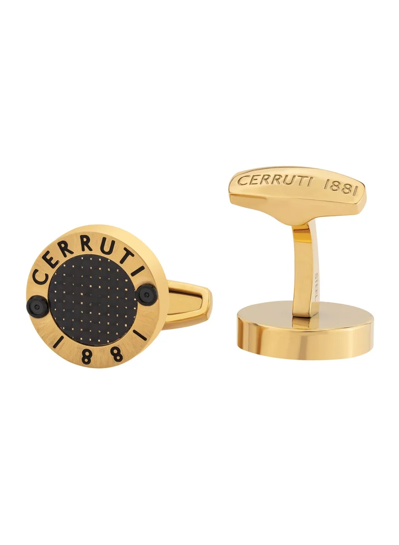 Black Gold Stainless Steel Round Cufflinks for Men