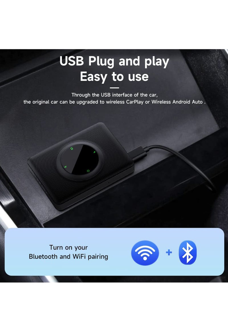 KASTWAVE - Wireless CarPlay Android Auto Adapter for Tesla Model Y & Model 3, Lossless Upgrading of The Original Vehicle for Apple/Android Phones,2.4G+5G Dual Band WiFi, Black - Image 1