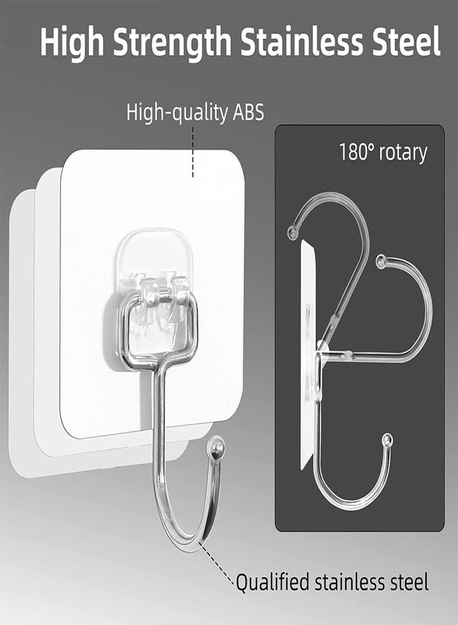 EXPORTTANZA 10Pcs 15Kg (Max) Adhesive Hooks Heavy Duty Wall Hooks Self Adhesive Hooks Large Plastic Hooks Stick On Transparent Waterproof Hooks for Home Kitchen Bathroom - Image 2