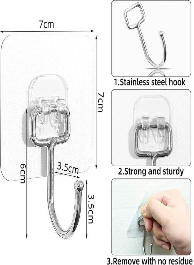EXPORTTANZA 10Pcs 15Kg (Max) Adhesive Hooks Heavy Duty Wall Hooks Self Adhesive Hooks Large Plastic Hooks Stick On Transparent Waterproof Hooks for Home Kitchen Bathroom - Image 5