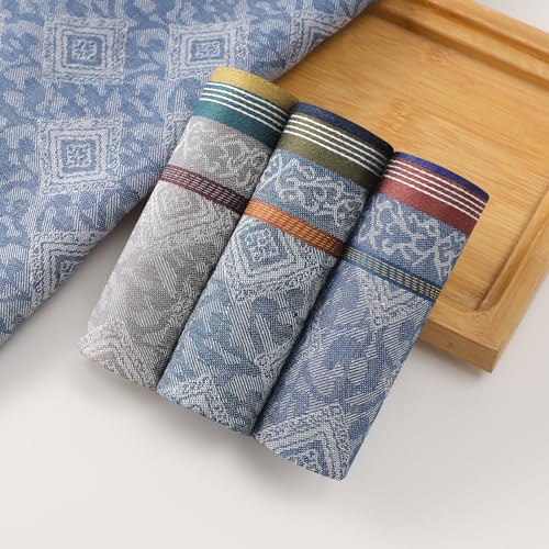 HOULIFE Hankerchieves Men, Cotton Men’s Handkerchiefs, Soft Cotton Hankies (Mixed-3 PCS) - Image 2