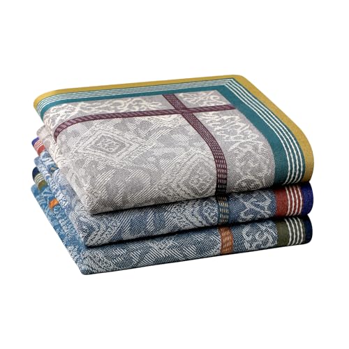 HOULIFE Hankerchieves Men, Cotton Men’s Handkerchiefs, Soft Cotton Hankies (Mixed-3 PCS) - Image 1