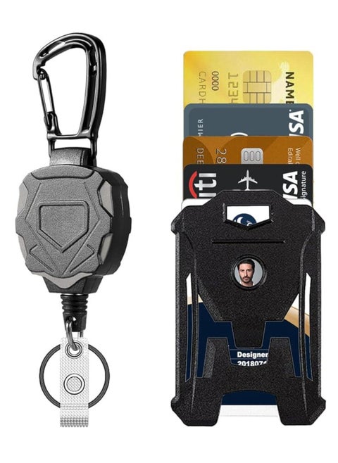 KeyChain with ID Badge Holder | Retractable Clip, Durable Lanyard, Vertical Card Holder, Secure Key Ring for Work, Office, Travel, Conferences