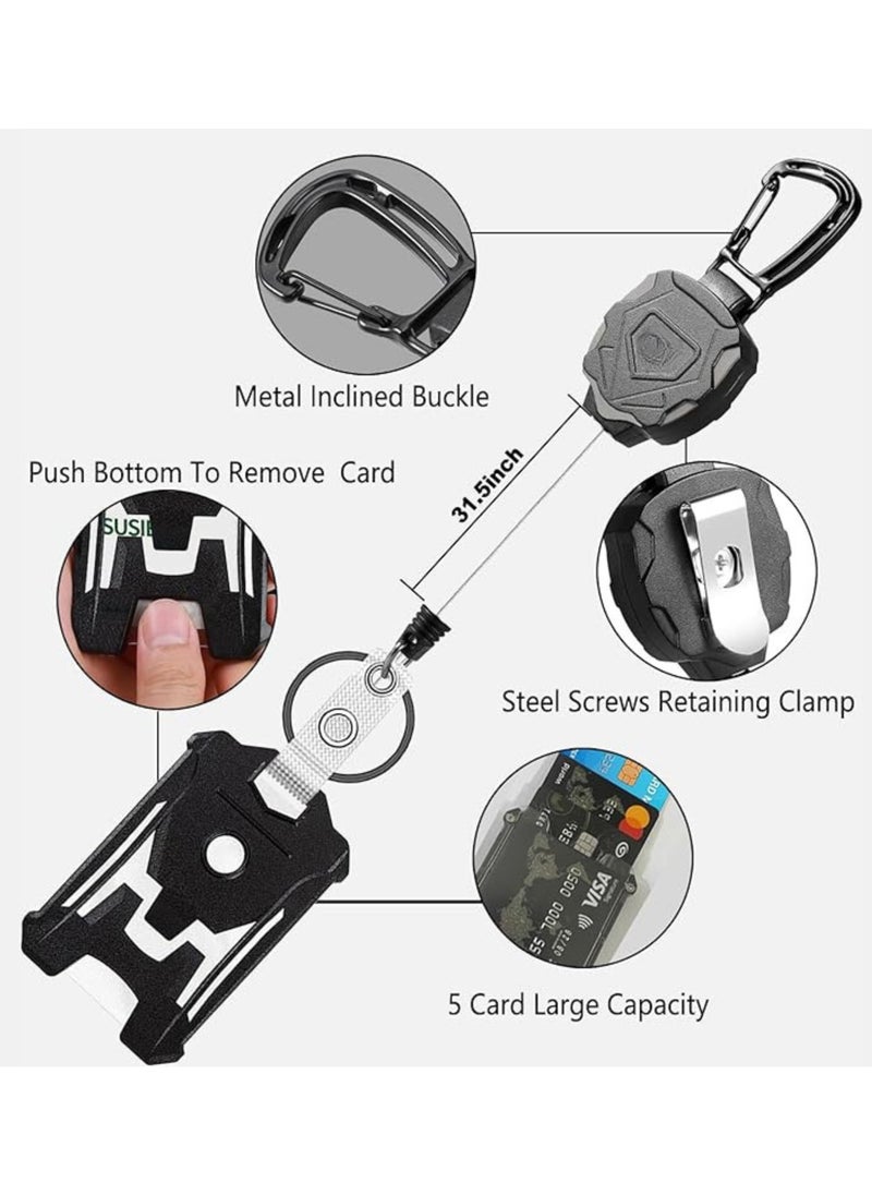 KeyChain with ID Badge Holder | Retractable Clip, Durable Lanyard, Vertical Card Holder, Secure Key Ring for Work, Office, Travel, Conferences