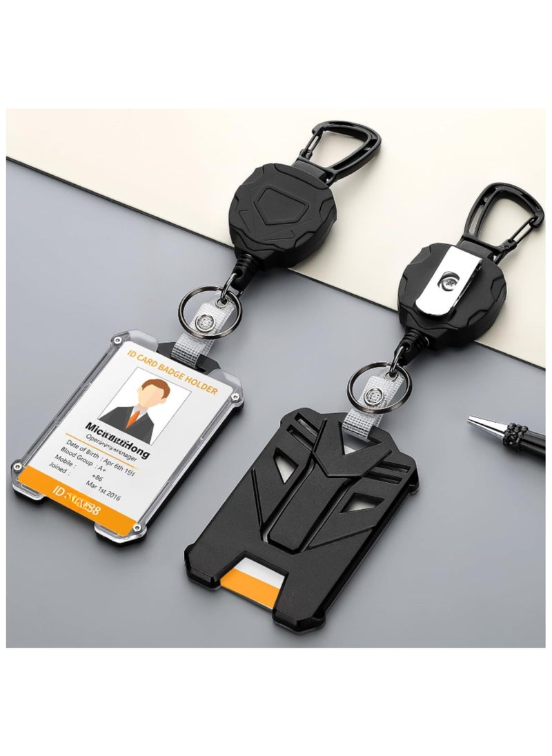 KeyChain with ID Badge Holder | Retractable Clip, Durable Lanyard, Vertical Card Holder, Secure Key Ring for Work, Office, Travel, Conferences