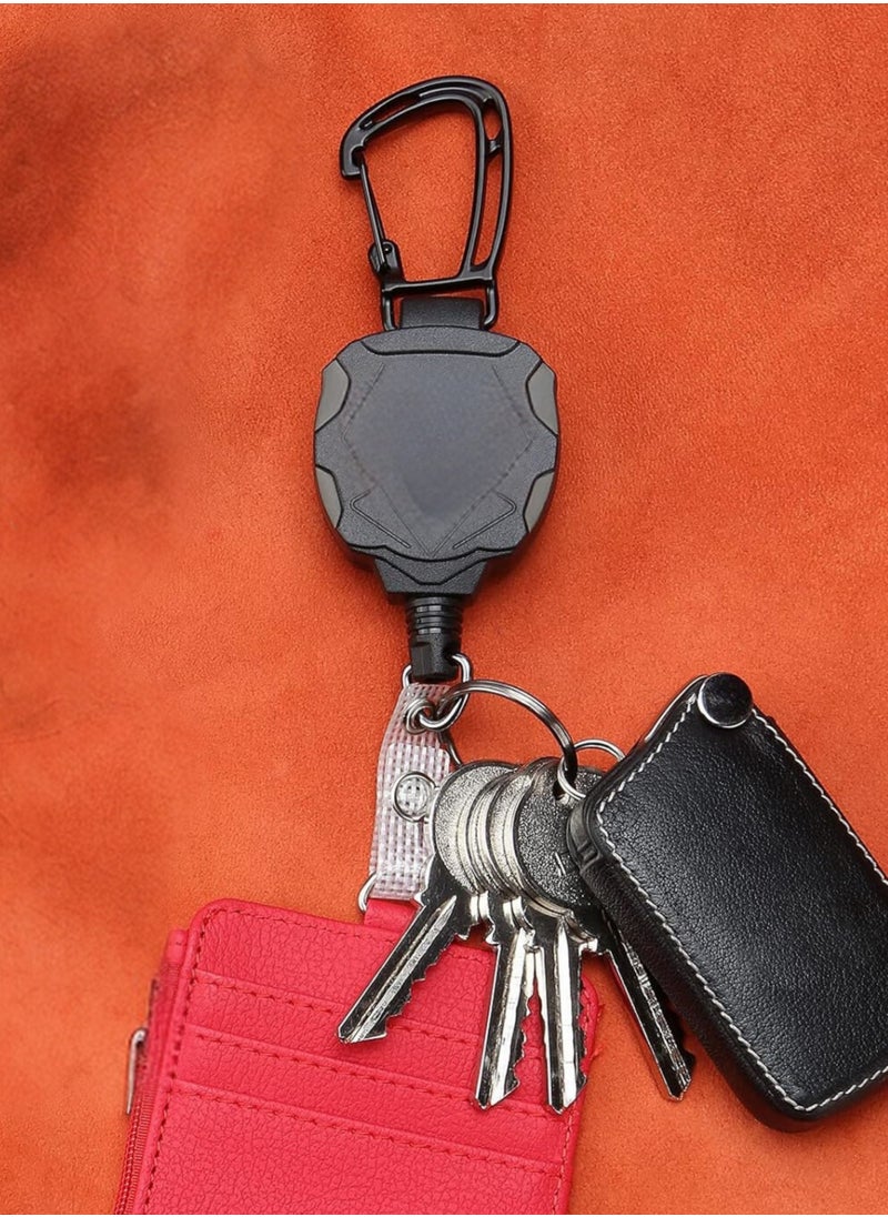 KeyChain with ID Badge Holder | Retractable Clip, Durable Lanyard, Vertical Card Holder, Secure Key Ring for Work, Office, Travel, Conferences