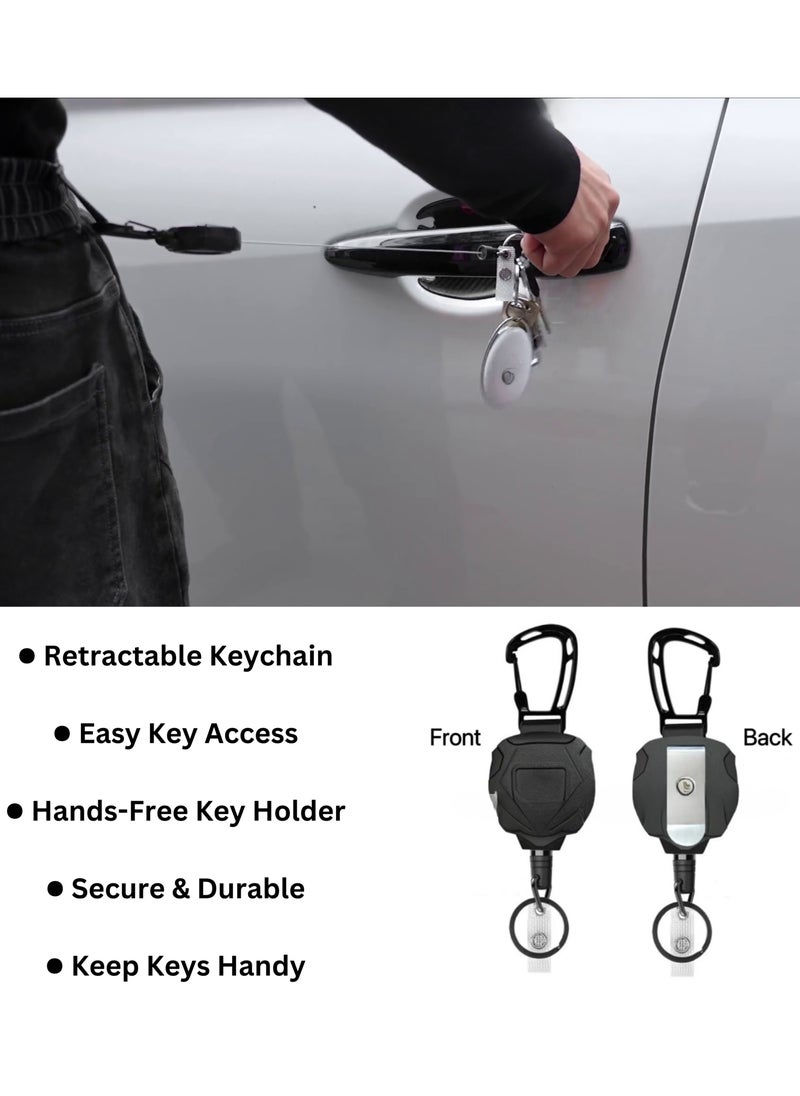 KeyChain with ID Badge Holder | Retractable Clip, Durable Lanyard, Vertical Card Holder, Secure Key Ring for Work, Office, Travel, Conferences