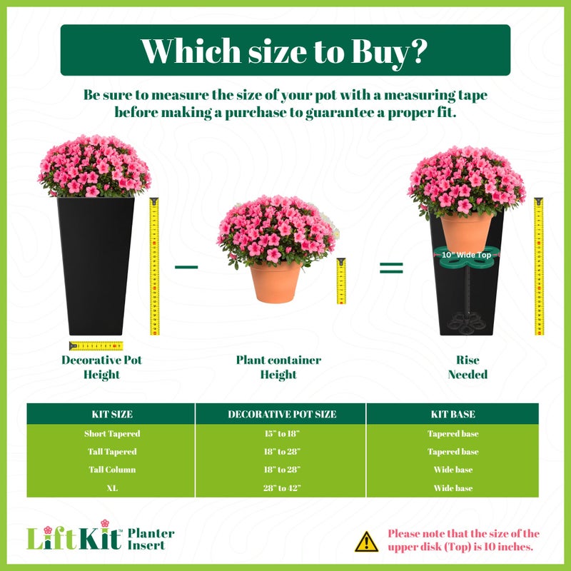 Lift Kit Planter Insert Tall Column Plant Riser Fill Bottom of Tall Flower Pots and Large Plant Containers | Indoor and Outdoor (11-17" Rise, 10" Base, 10" Top) - Image 5