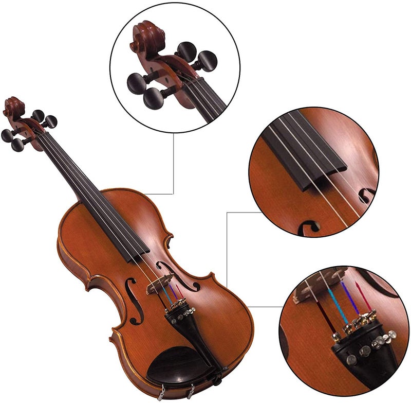 Device Of Urban Infotech أوتار كمان 4/4 مجموعة كاملة من أوتار الكمان (G D A E) 4 أوتار كلاسيكية فضية مع نواة فولاذية ورأس كروي مطلي بالنيكل بديل لأوتار الكمان - Image 5