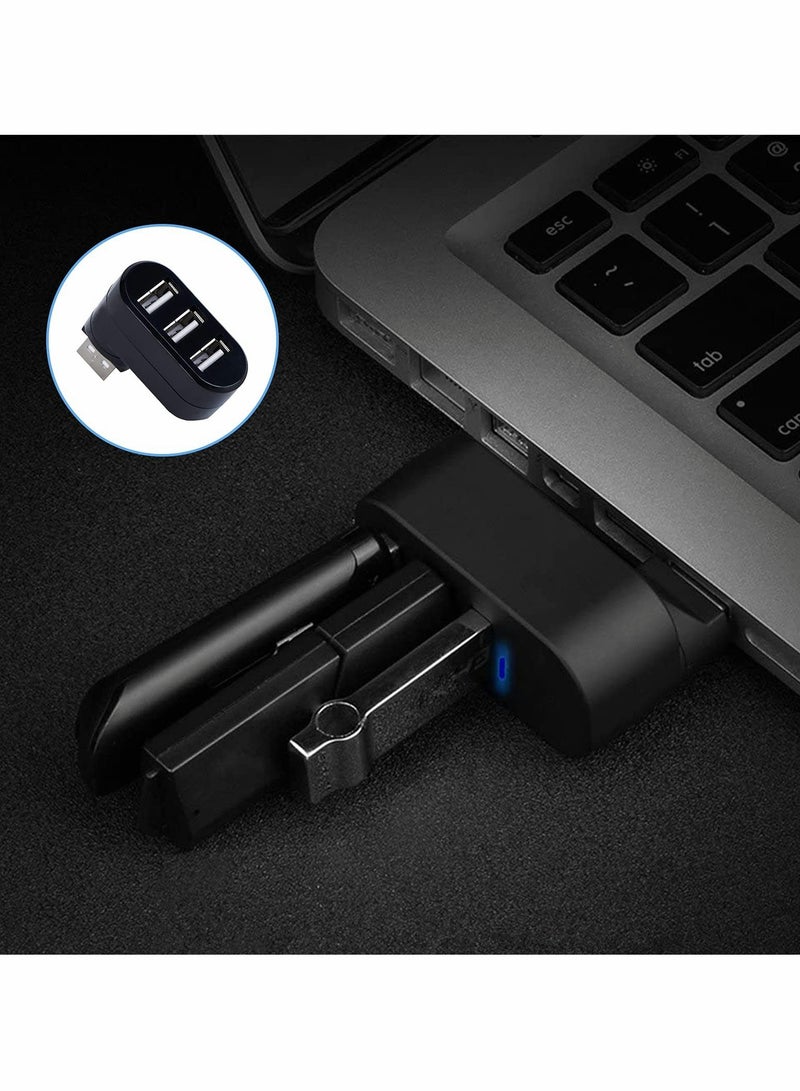USB Hub,Mini USB 3 Port Compact Portable Rotatable HUB,USB Hub Dock [90°/180° Degree Rotatable] for Flash Drive Mobile HDD PC Laptop Notebook and More-Black