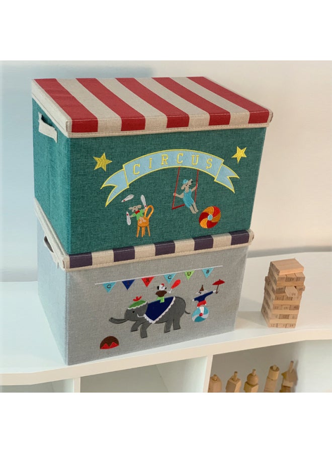 Eco-friendly Washable Folding Fabric Storage Box With Lid Children's Circus Cartoon Storage Box Clothes Odorless Storage Box - Image 2