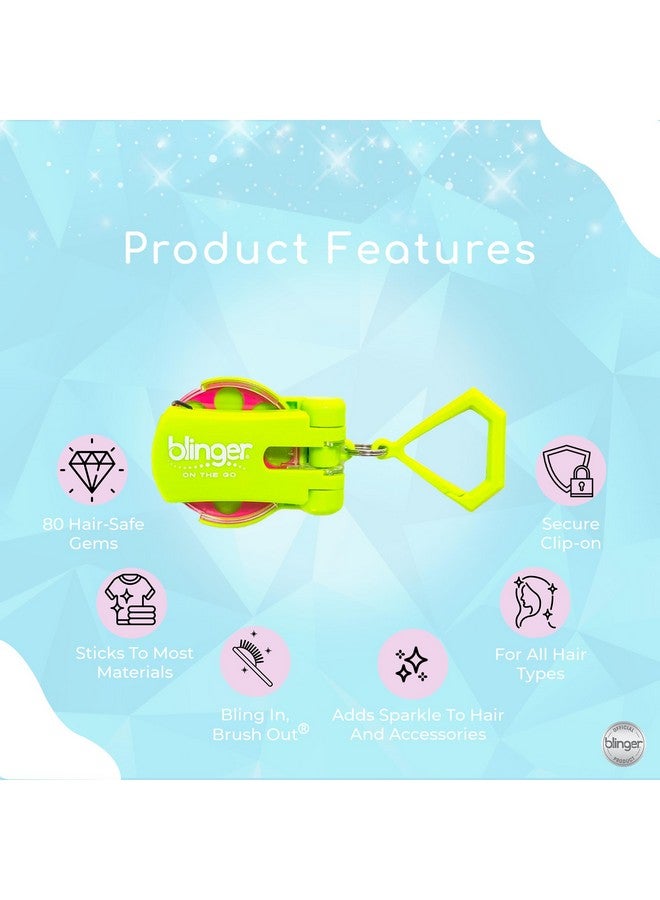 Blinger blinger On The Go Mini Starter Kit - Bright (Lime Green) | 80 Rhinestones | Hair Styling Tool | Hair-Safe - Bling in Brush Out - Image 3